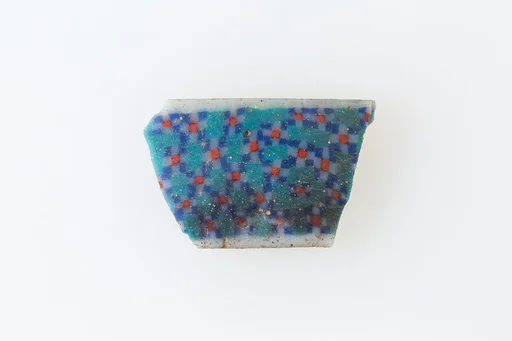Inlay fragment, patten of diamonds formed from smaller squares