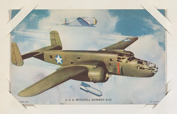 U. S. A. Mitchell Bomber B-25 from Military cards series (W615) — International Mutoscope Reel Company