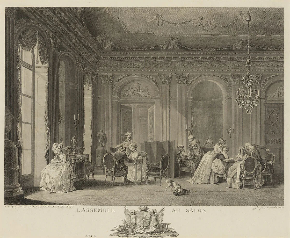 L'Assemblee au Salon — François Nicolas Barthélemy Dequevauviller|Nicolas Lafrensen (called Nicolas Laureince)