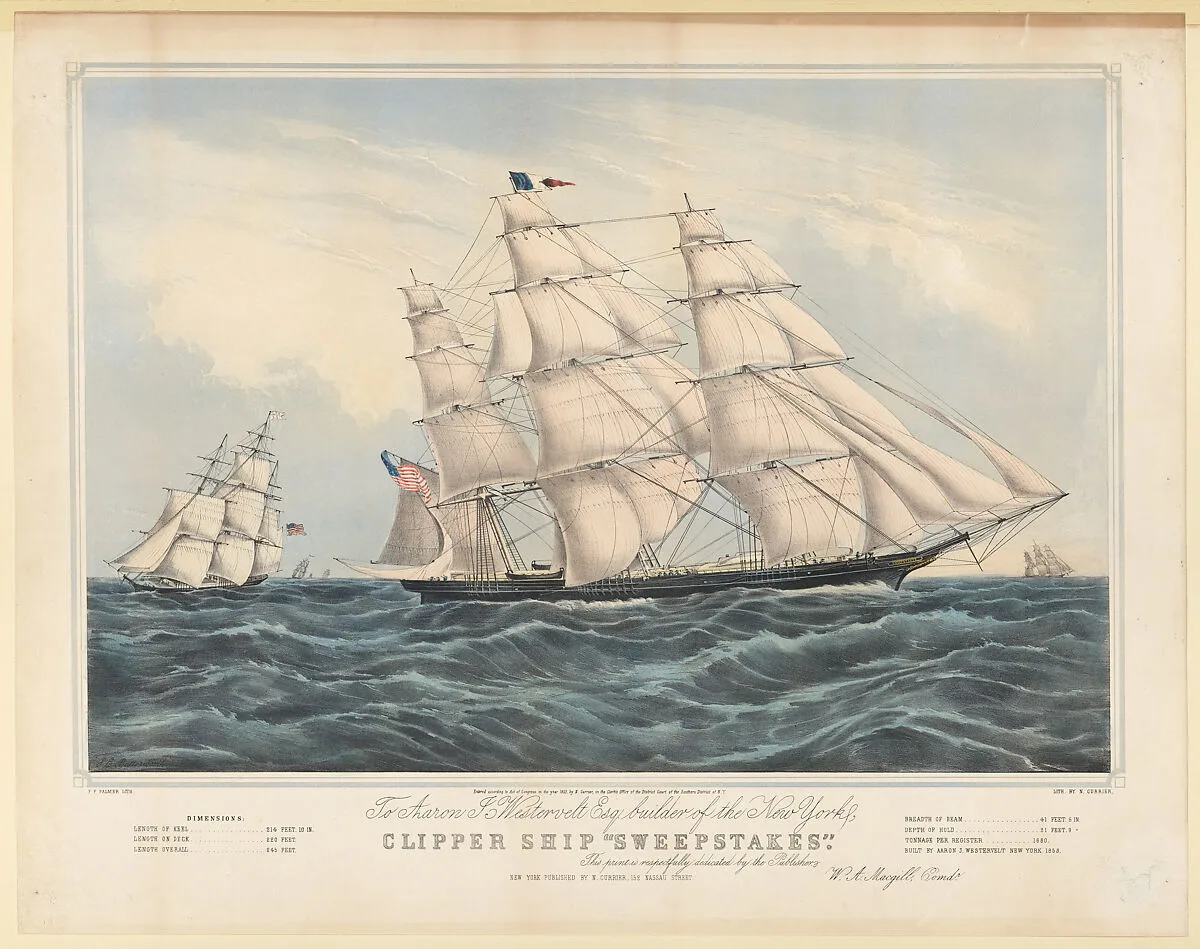 Clipper Ship "Sweepstakes" — James E. Buttersworth|Frances Flora Bond Palmer|Nathaniel Currier