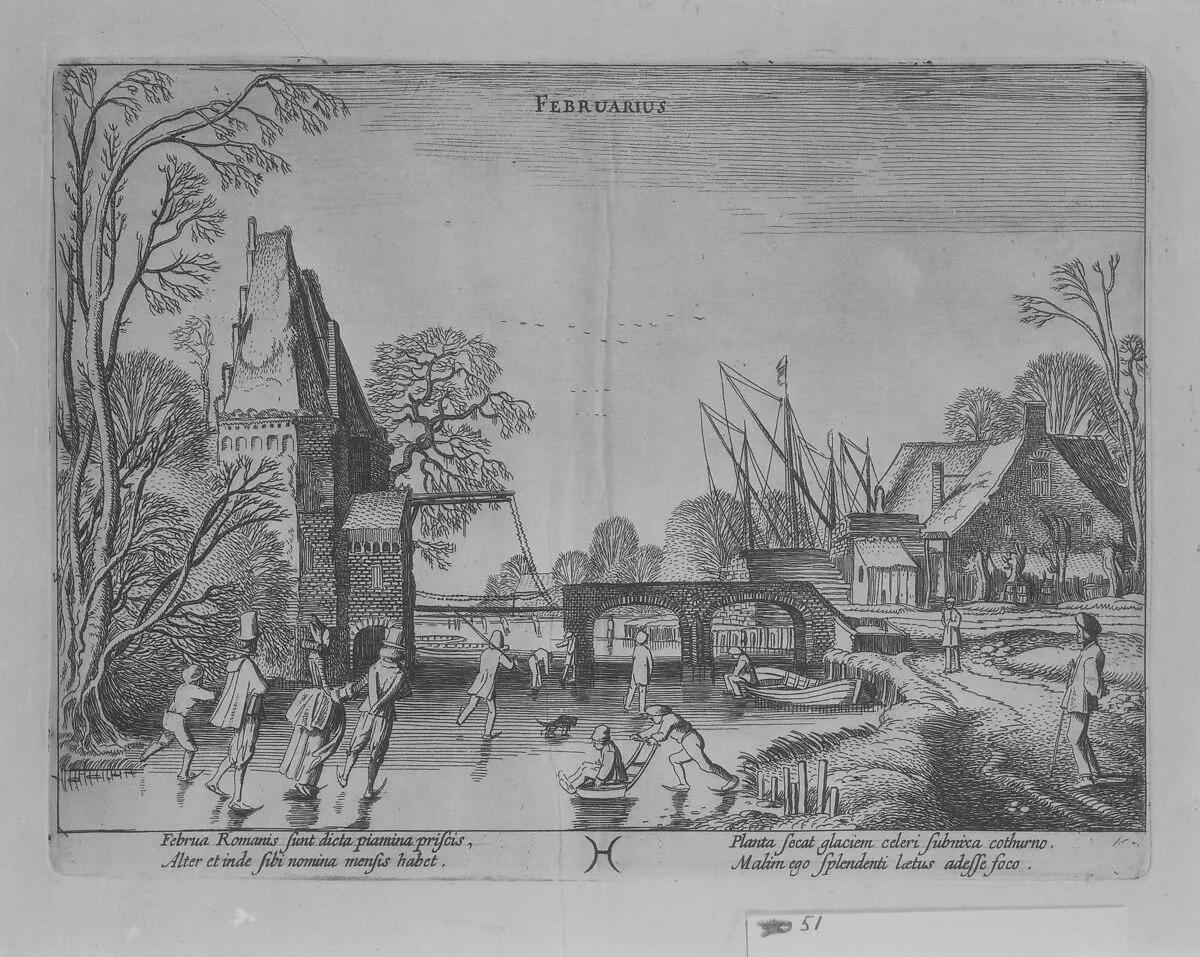 February, from "Twelve Months" — Jan van de Velde II|Johannes Janssonius