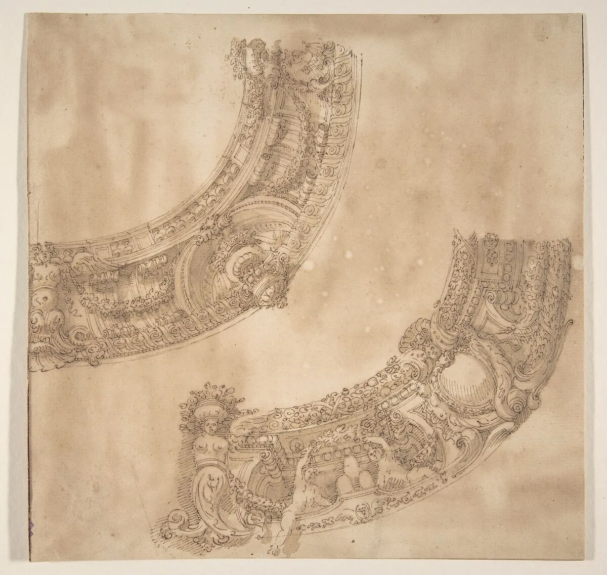 Two Designs for the Decoration of a Circular Frieze or Cornice — Agostino (Stanzani) Mitelli