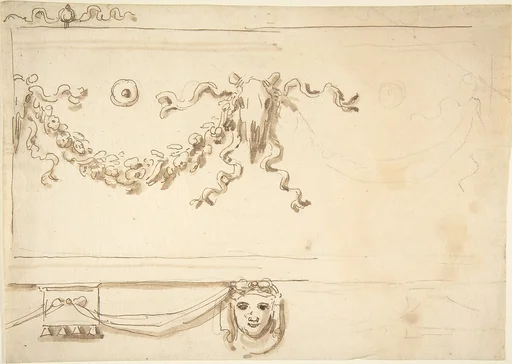 Design for a Frieze: Garland and Animal Skull
