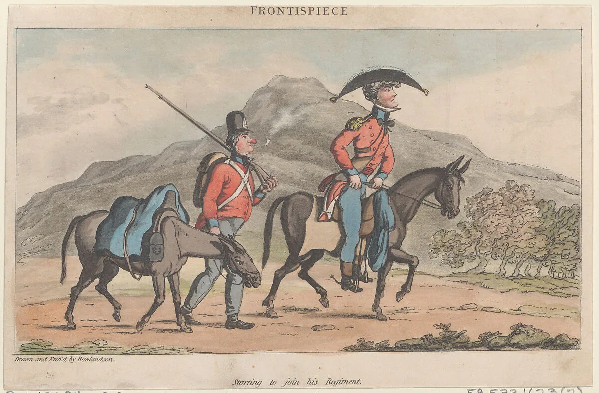 Frontispiece: Starting to join his regiment — Patrick Martin & Co|Thomas Rowlandson