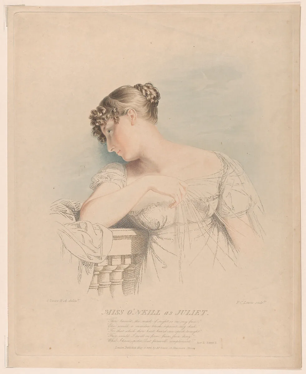 Miss O'Neill as Juliet — Frederick Christian Lewis, Senior|George Dawe|Lady Elizabeth Wrixon-Becher|William Shakespeare