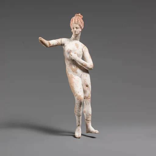 Terracotta statuette of a nude woman