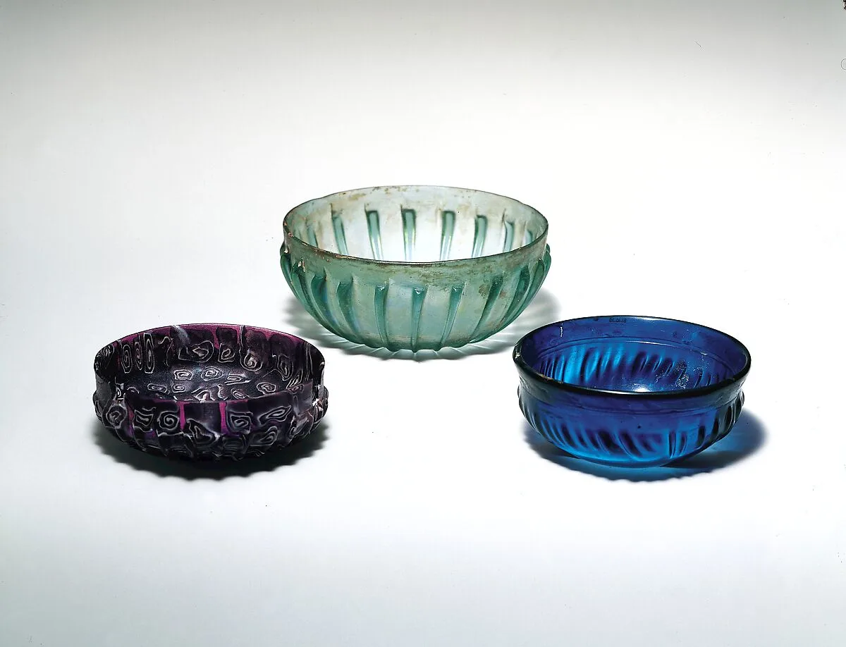 Glass ribbed bowl — Unknown