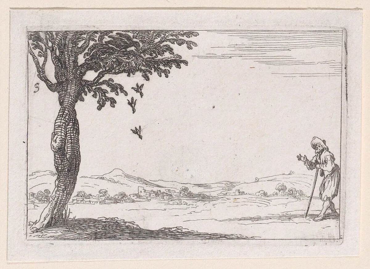 Le Corbeau et ses Petits (The Raven and his Young), from Lux Claustri ou La Lumière du Cloitre (The Light of the Cloisters), plate 5 — Jacques Callot|François Langlois