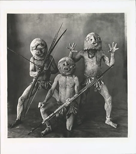 Three Asaro Mud Men, New Guinea