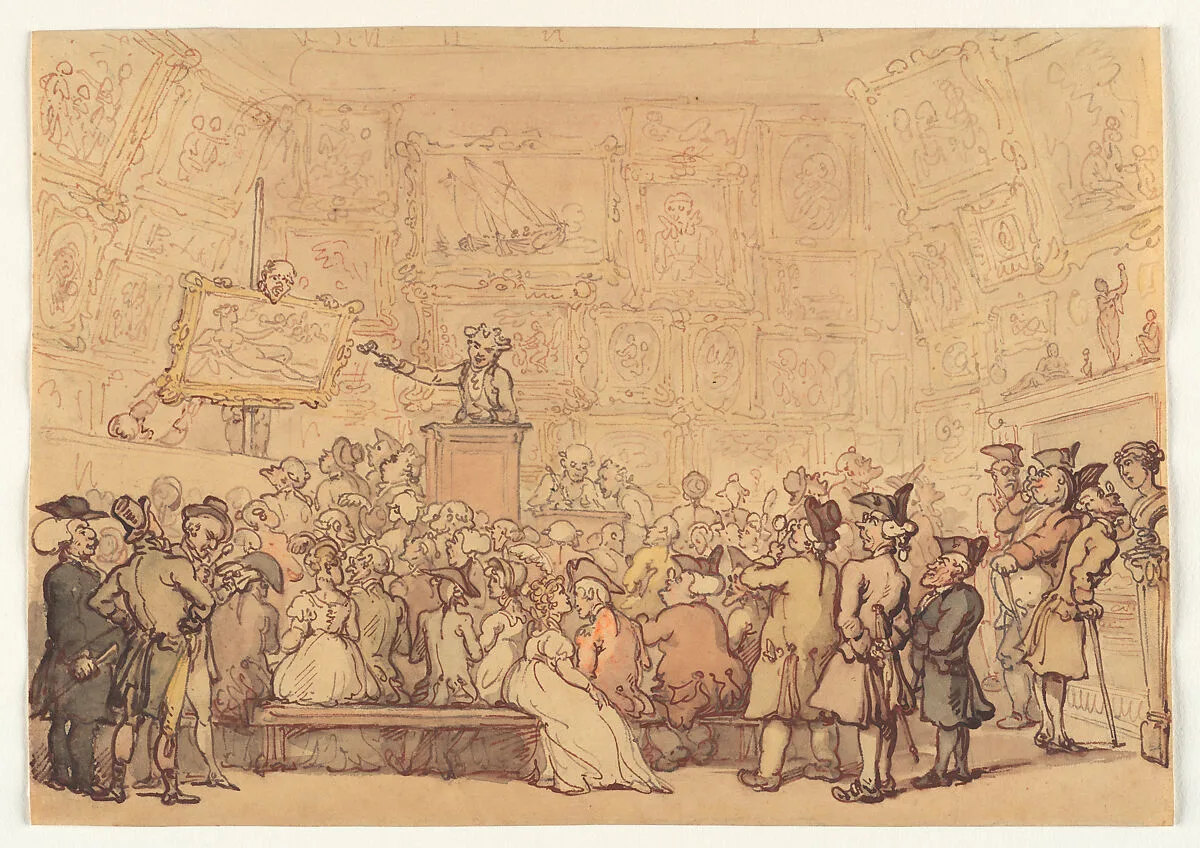 Christie's Auction Room, Pall Mall — Thomas Rowlandson