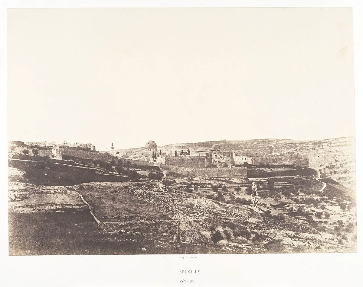 Jérusalem, Côté Sud de Jérusalem — Auguste Salzmann|Imprimerie photographique de Blanquart-Évrard, à Lille