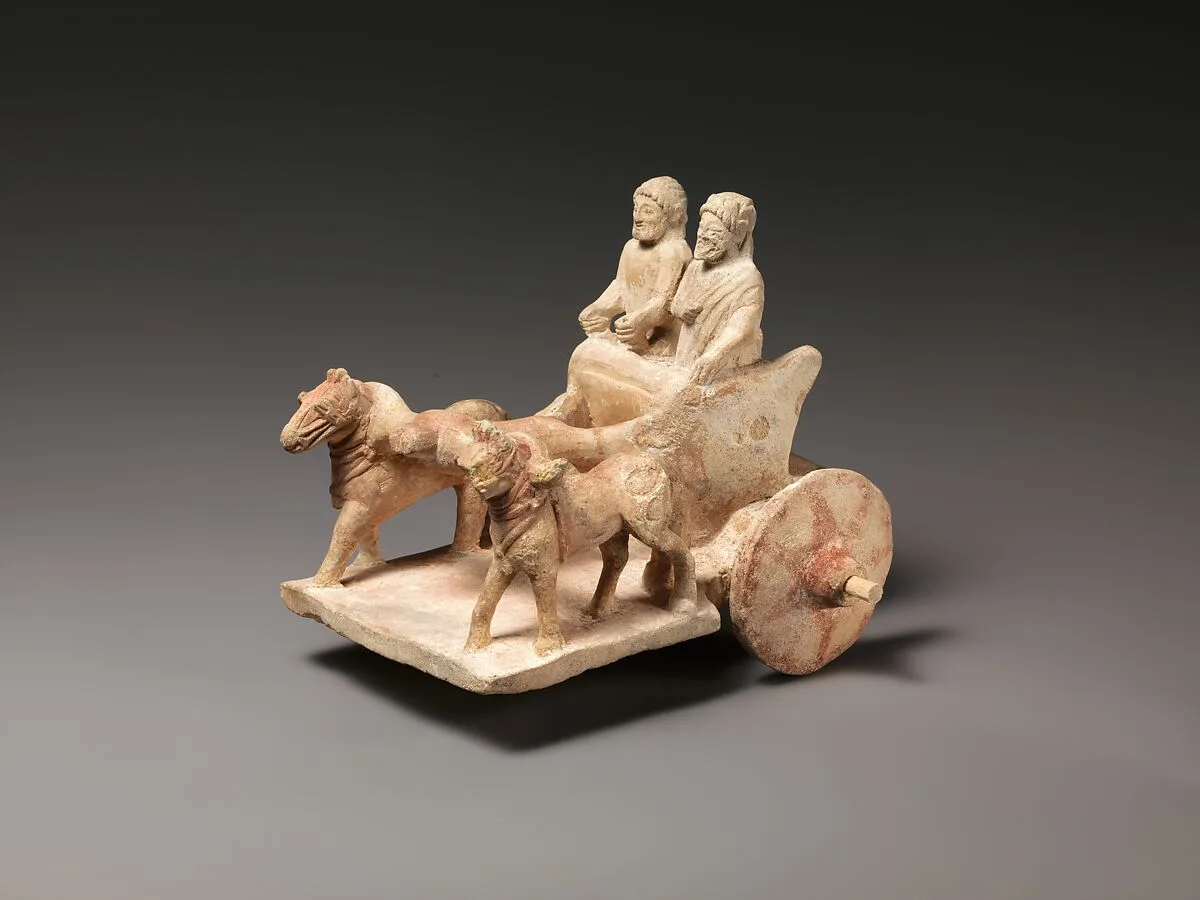 Limestone model of chariot drawn by two horses — Unknown