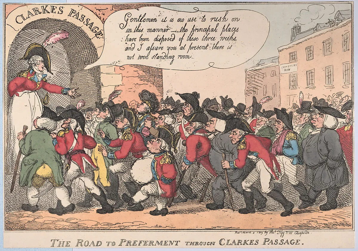 The Road to Preferment Through Clarke's Passage — Thomas Tegg|Thomas Rowlandson|Mary Anne Clarke