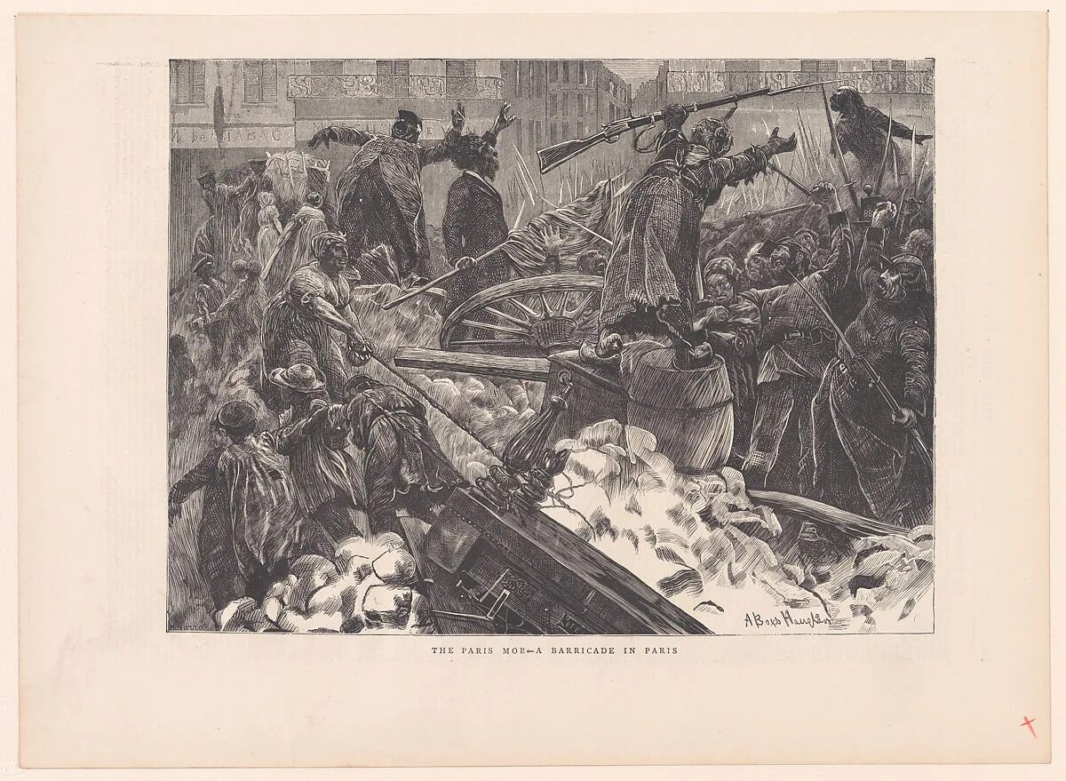 The Paris Mob–A Barricade in Paris, from "The Graphic," vol. 3 — Arthur Boyd Houghton