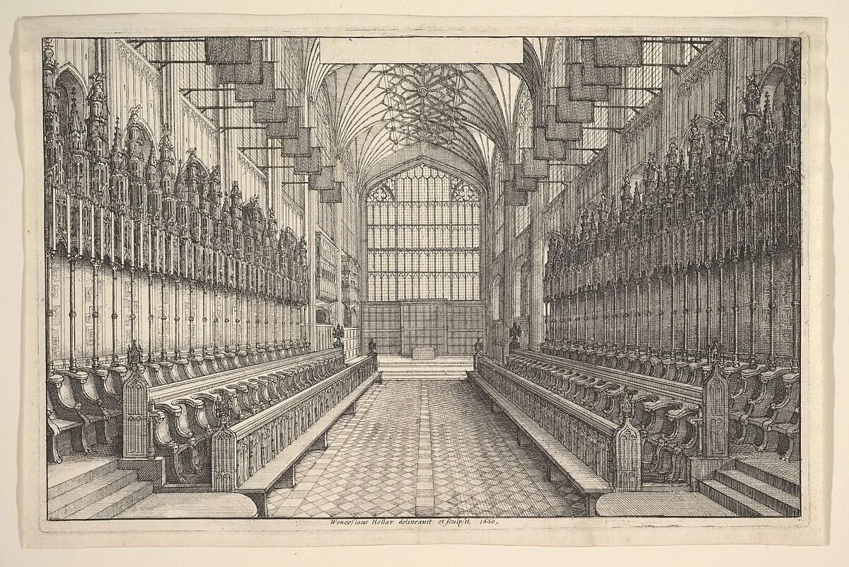 Choir and stalls in St George's Chapel, Windsor — Wenceslaus Hollar