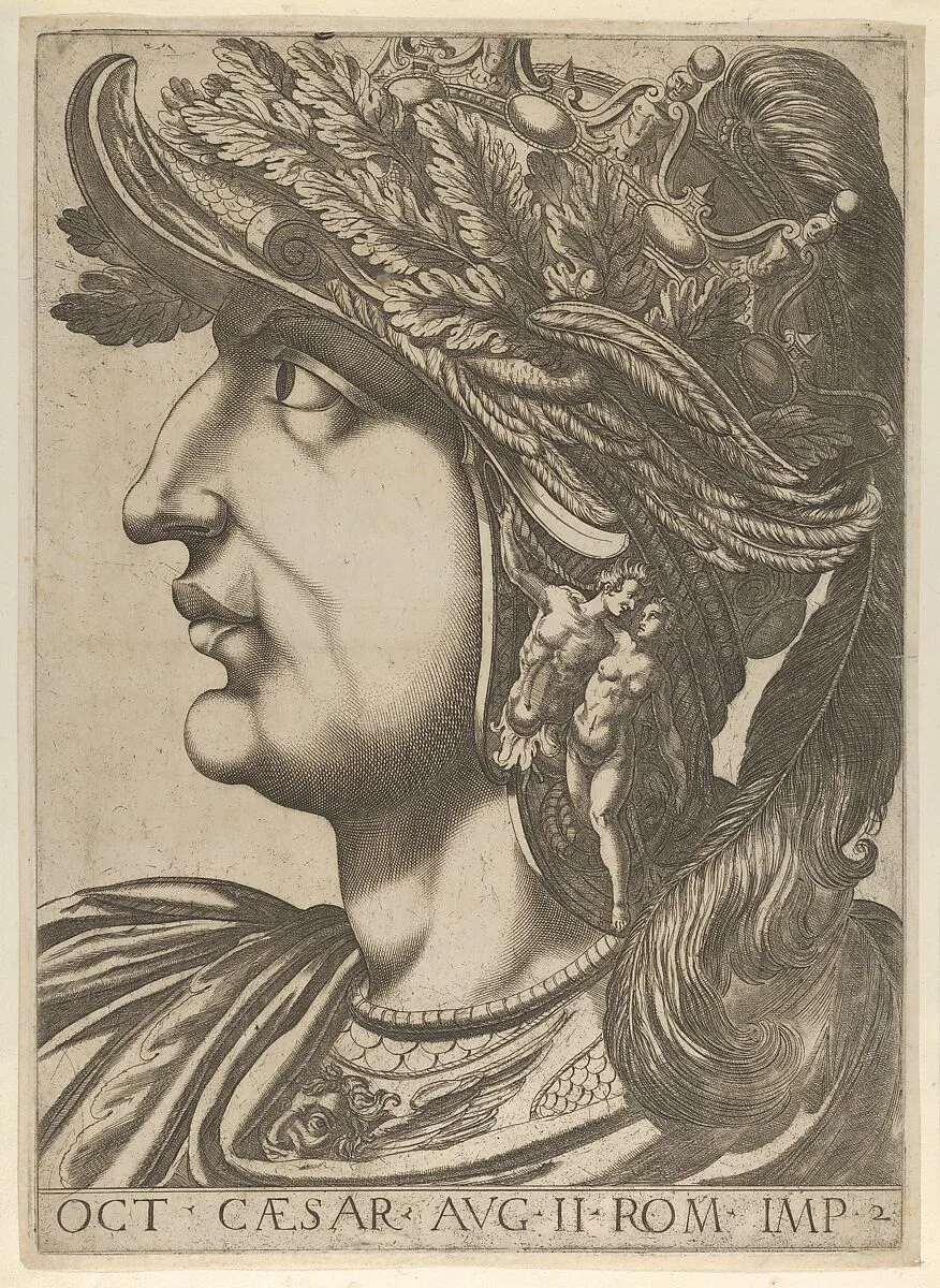 Plate 2: Octavius in profile to the left, from 'The Twelve Caesars' — Anonymous|Raffaello Schiaminossi