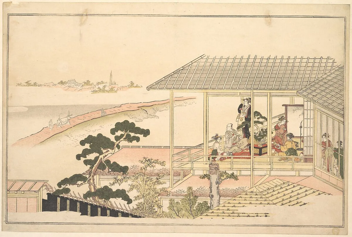 狂月坊|A Party of Merrymakers in a House in the Yoshiwara on a Moonlight Night — Kitagawa Utamaro