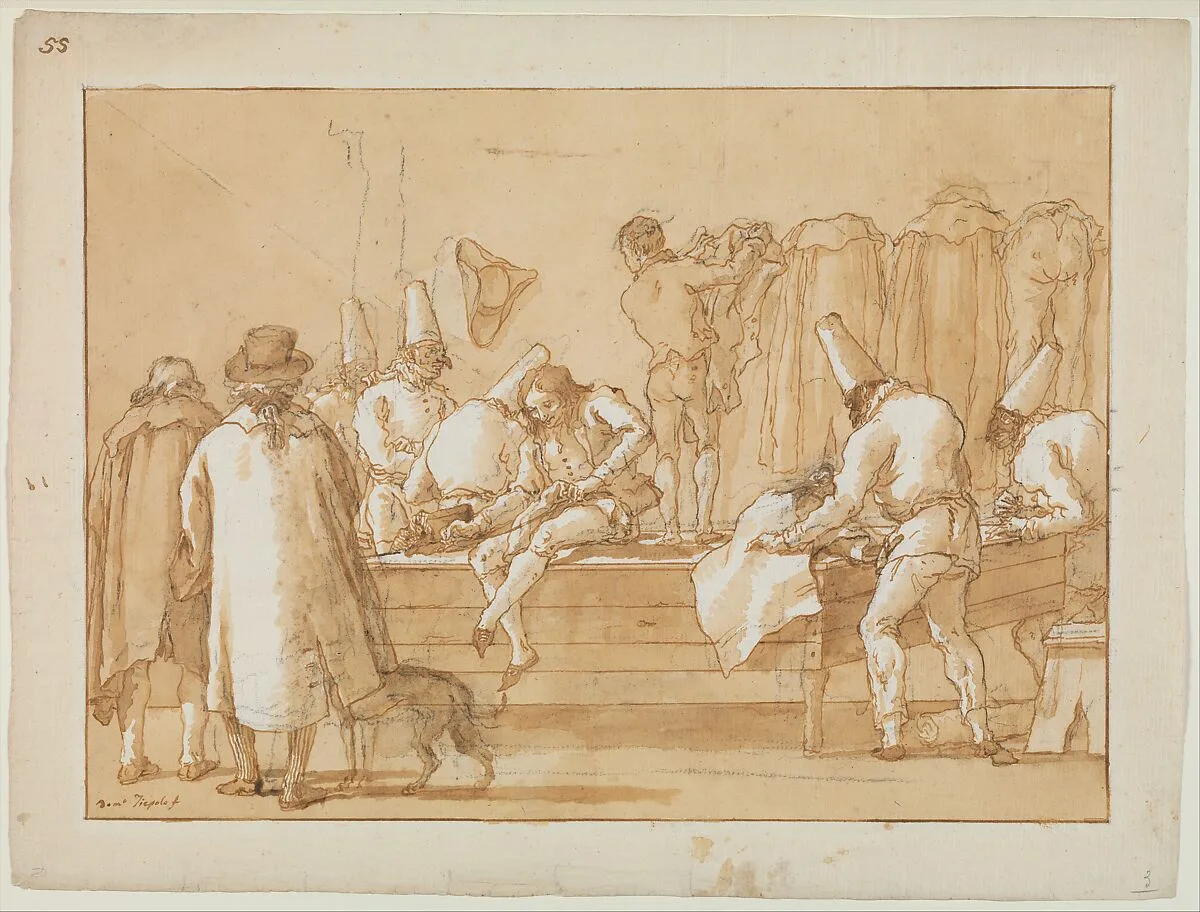 Punchinello as Tailor's Assistant — Giovanni Domenico Tiepolo
