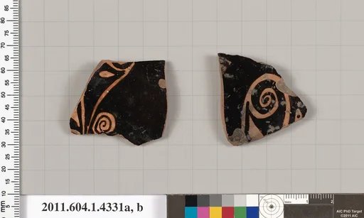 Terracotta fragments of kylikes (drinking cups)