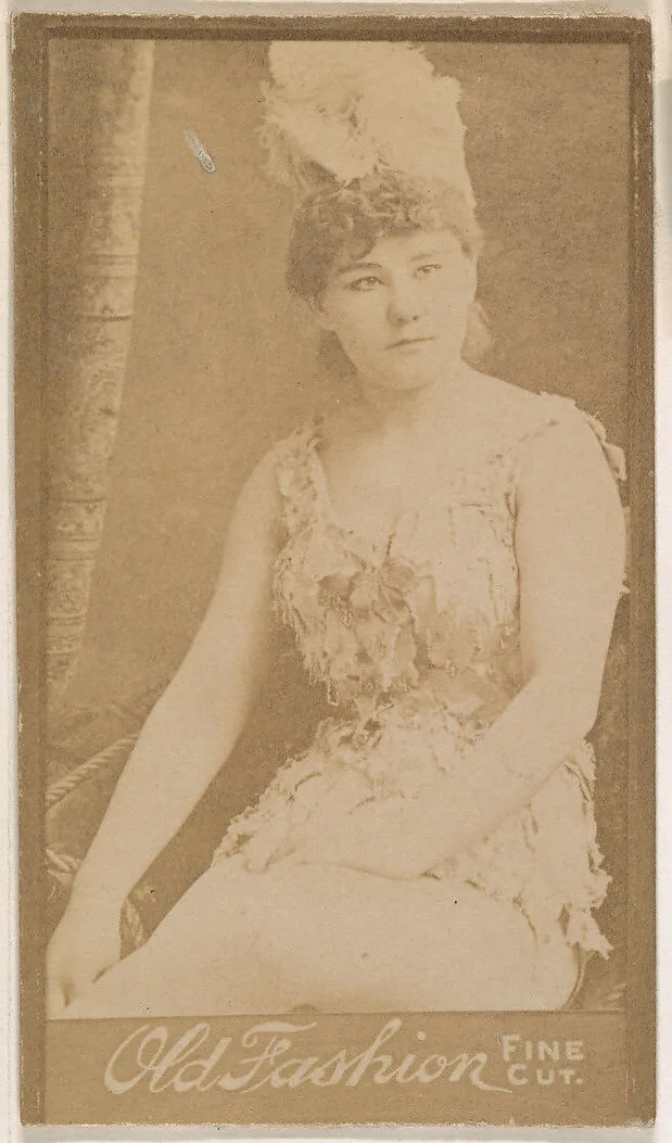 Seated actress wearing feathered hat, from the Actresses series (N664) promoting Old Fashion Fine Cut Tobacco — Unknown
