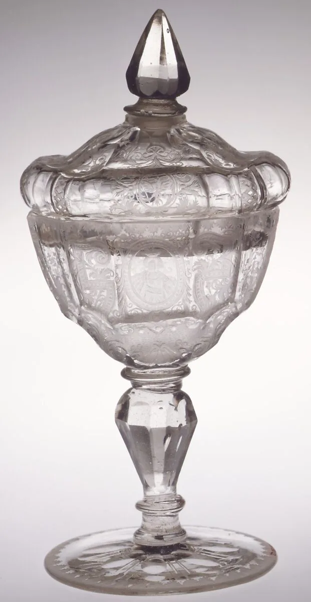 Sweetmeat glass with flagon cover — Unknown