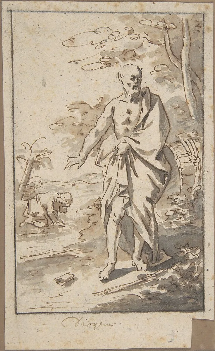 Diogenes Throwing His Cup to the Ground — Anonymous, French, 17th century