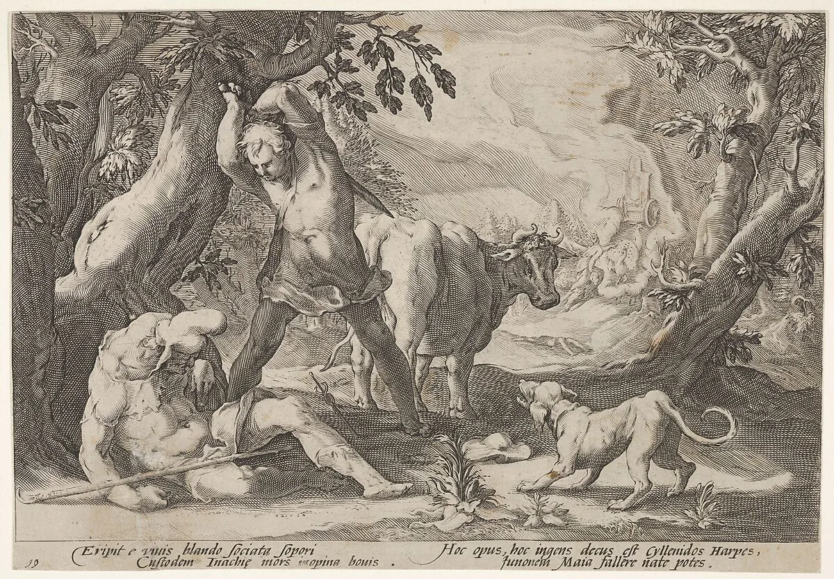 Mercury and Argus, Io and Juno — Robert Willemsz de Baudous|Hendrick Goltzius