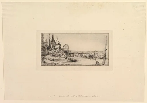 Passerelle du Pont-au-Change, après l'incendie de 1621 (The Footbridge temporarily replacing the Pont-au-Change, Paris, after the fire of 1621, after Della Bella)