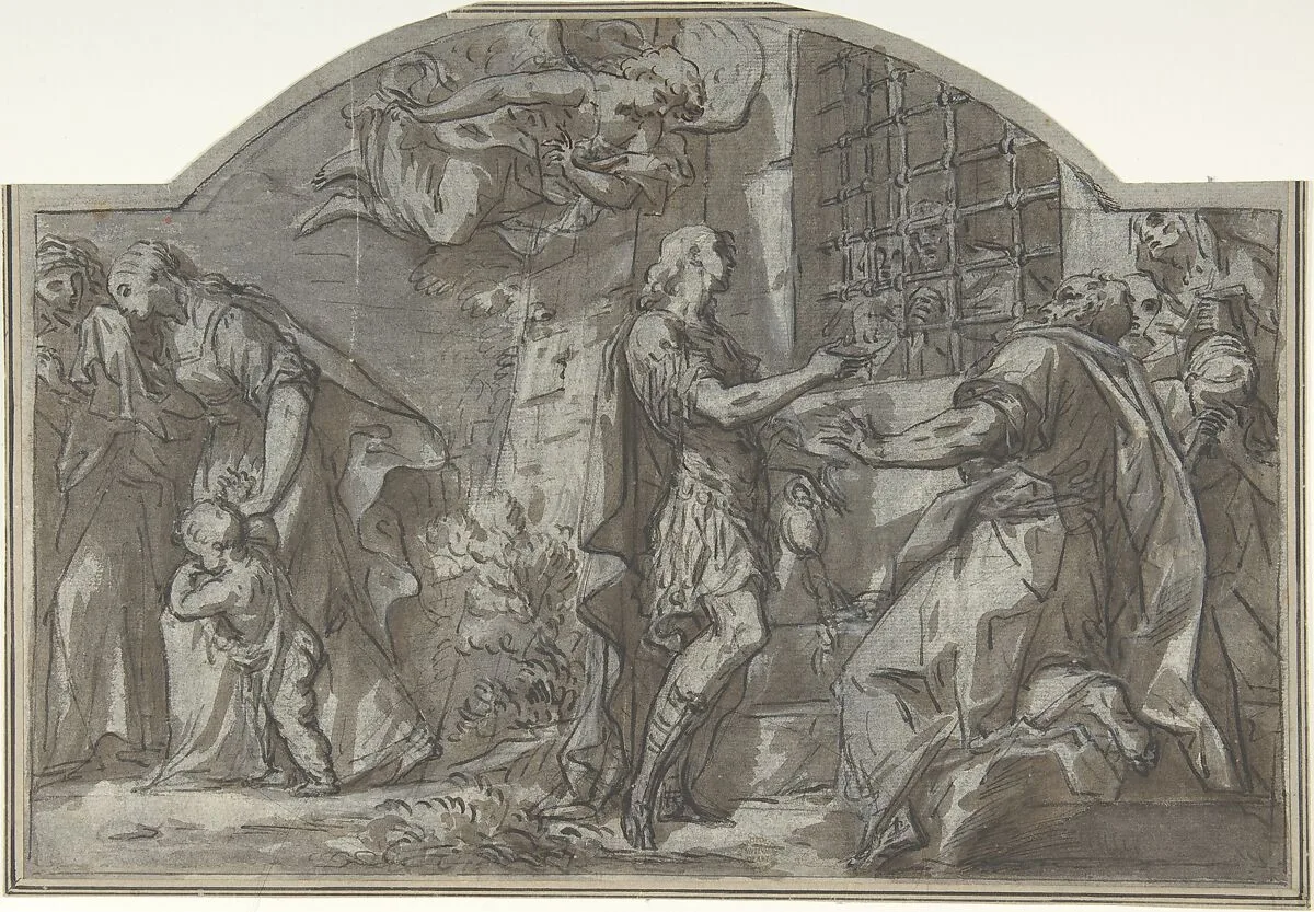 Saint Sebastian Exhorts the Christian Prisoners — Giovanni Larciani ("Master of the Kress Landscapes")