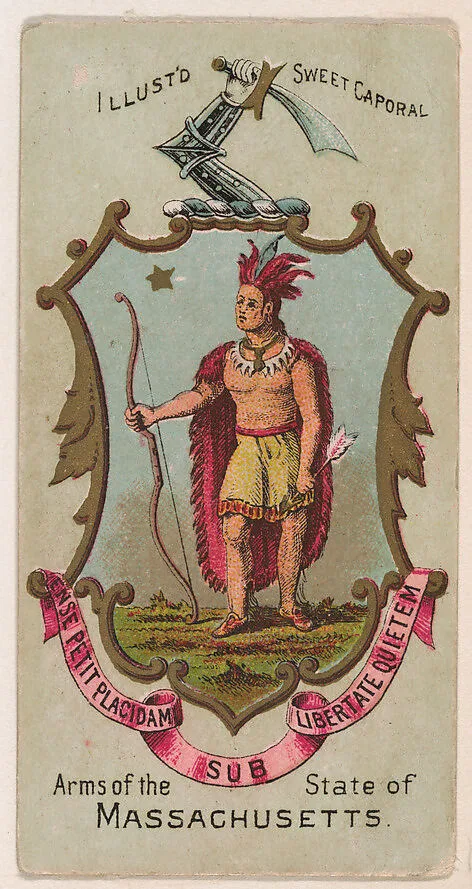 Arms of the State of Massachusetts, from the Military Series (N224) issued by Kinney Tobacco Company to promote Sweet Caporal Cigarettes — Kinney Brothers Tobacco Company