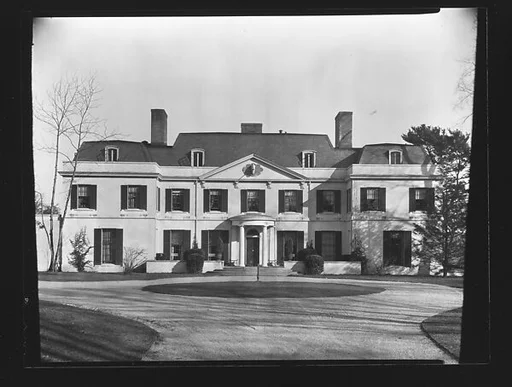 [Greek Revival House with Circular Driveway, Fuller Residence, Bedford, New York]