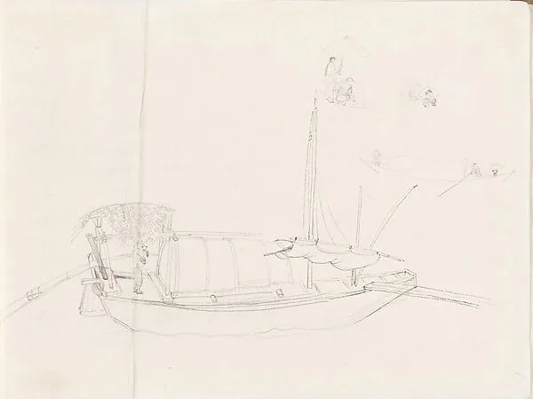 現代 謝稚柳 舟楫人物畫稿 冊頁|Boats and Figures — Xie Zhiliu
