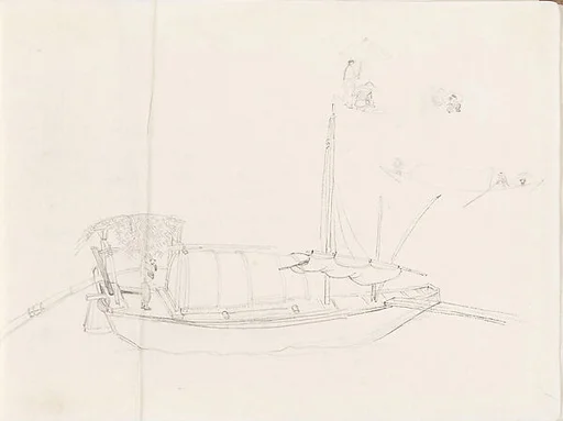 現代 謝稚柳 舟楫人物畫稿 冊頁|Boats and Figures