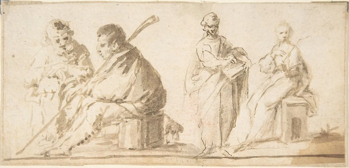 Four Figures — Anonymous, Spanish, School of Seville, 17th century