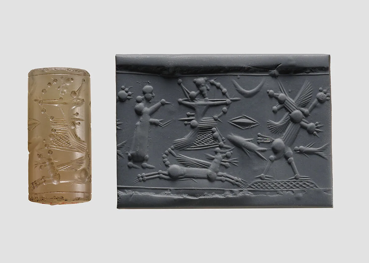 Cylinder seal with mythological contest scene — Unknown