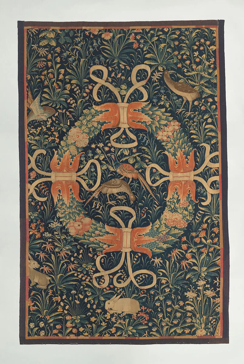 Wreath on a Ground of Flowers, Birds, and Rabbits — Unknown
