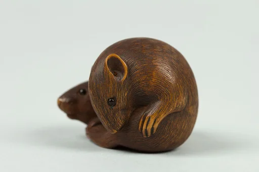 二鼠木彫根付|Netsuke of Two Rats