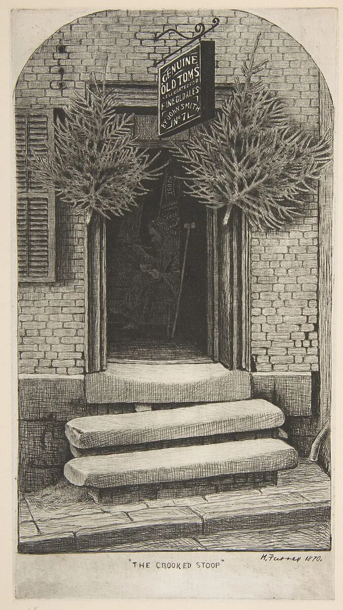 The Crooked Stoop (Old Tom's Chop House) (from Scenes of Old New York) — Henry Farrer