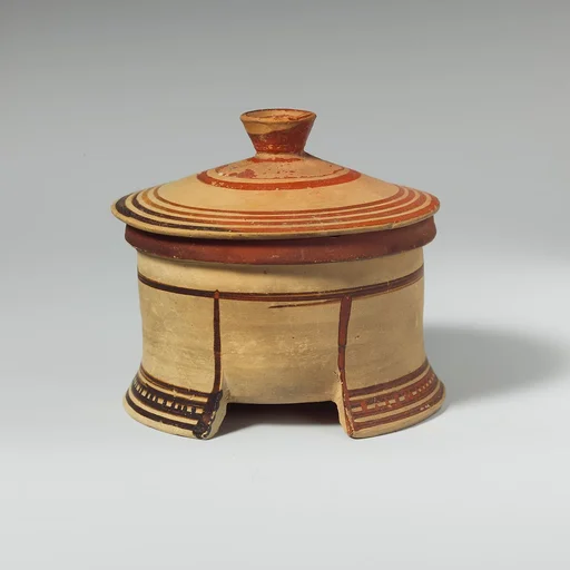 Terracotta tripod-pyxis (box)