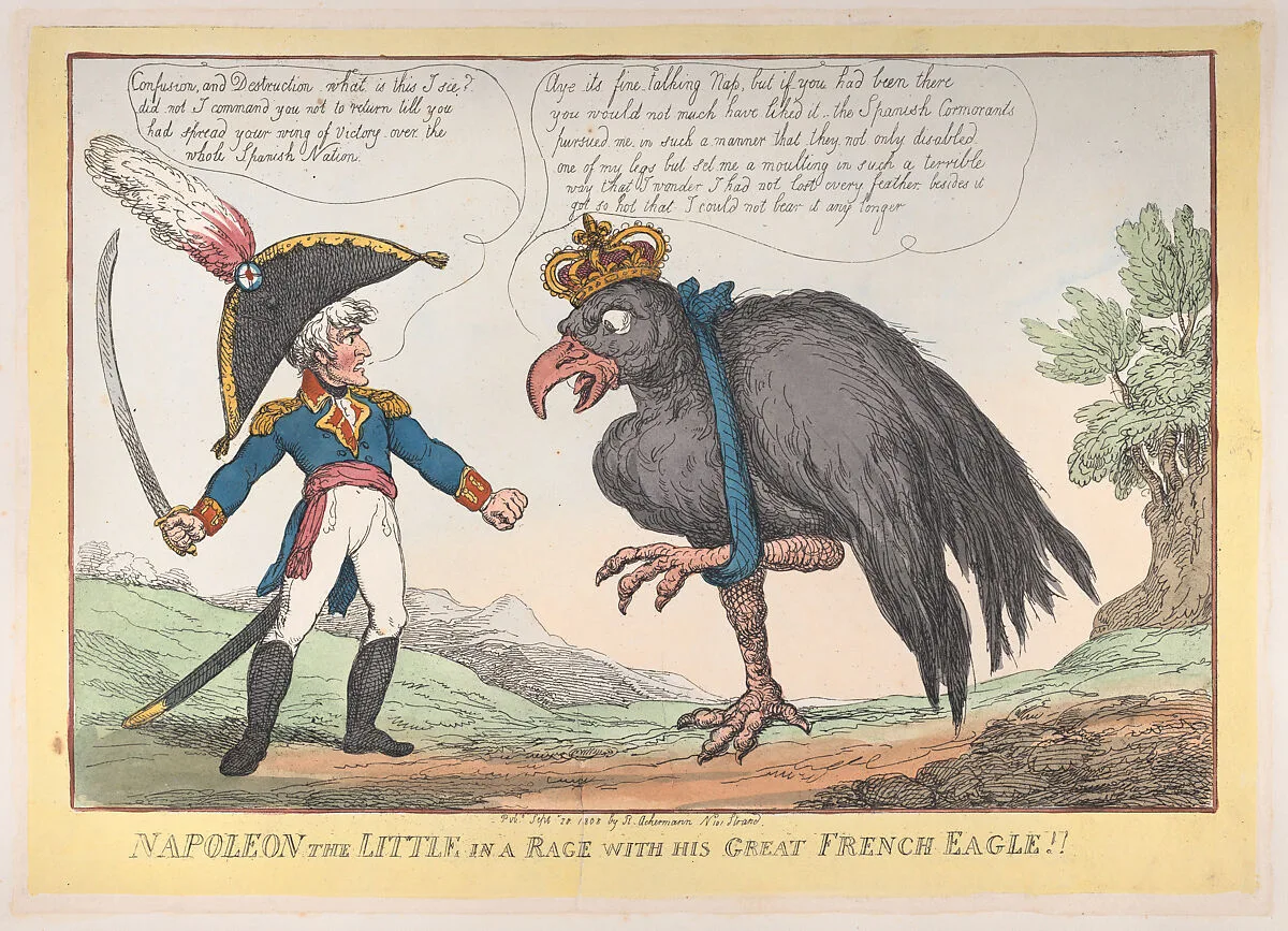 Napoleon The Little in a Rage with His Great French Eagle!! — Napoléon Bonaparte|Rudolph Ackermann, London|Thomas Rowlandson