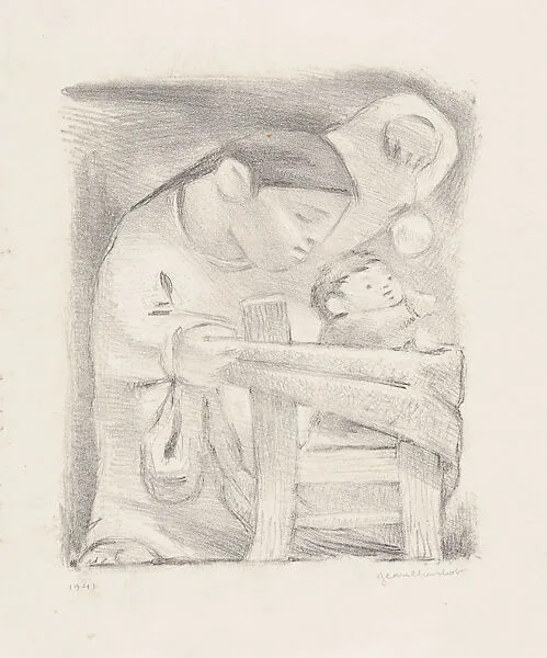 The Glass Ball; a mother playing with a child — Jean Charlot
