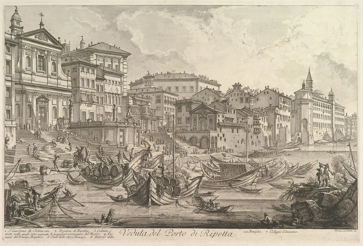The smaller harbor, called the Porto di Ripetta (Veduta del Porto di Ripetta) — Giovanni Battista Piranesi