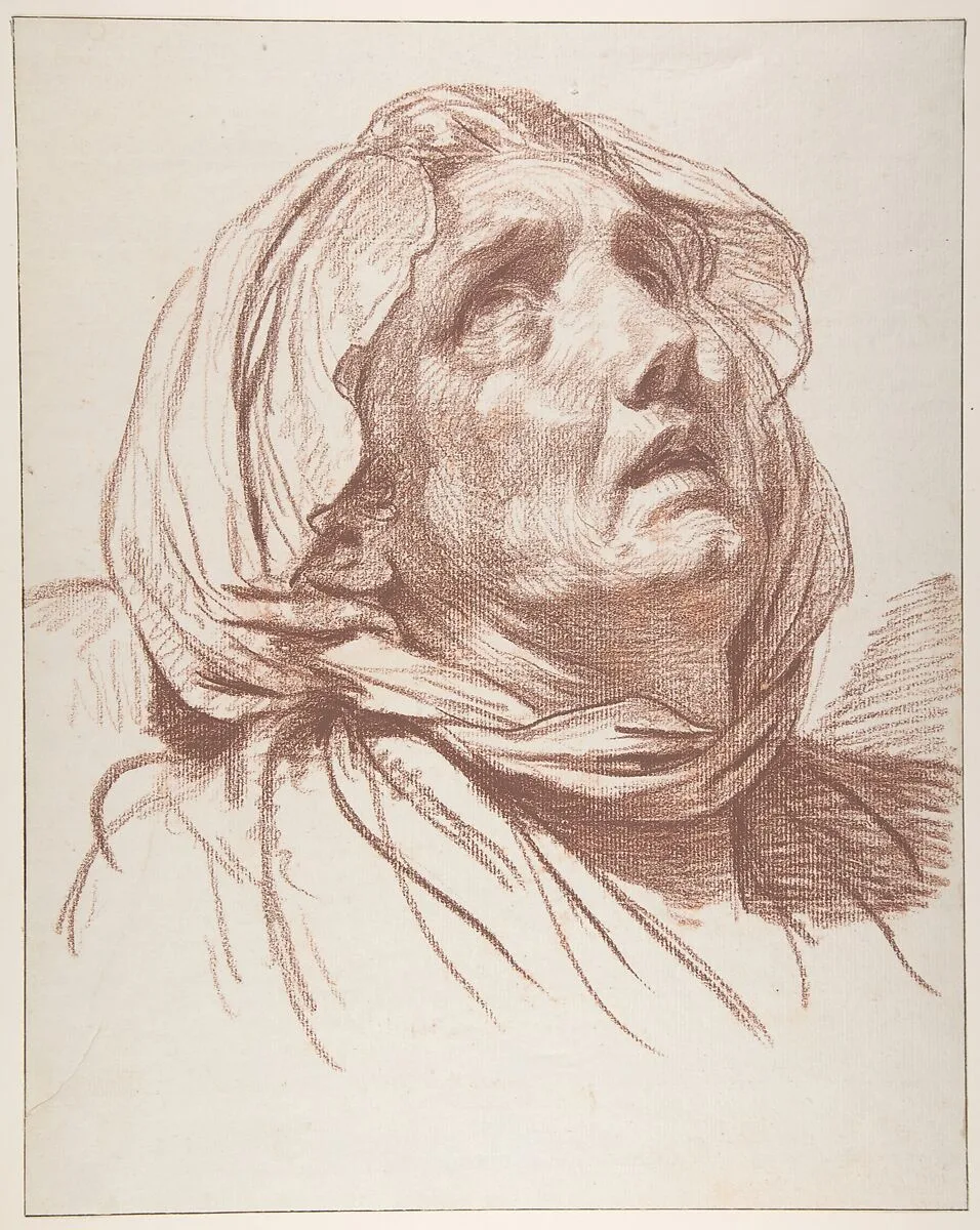 Head of an Old Woman Looking Up — Jean-Baptiste Greuze