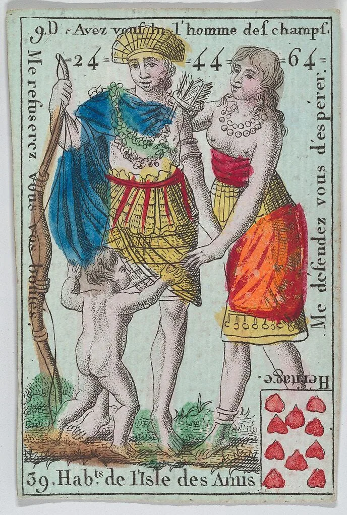 Hab.ts de l'Isle des Amis from playing cards "Jeu d'Or" — Anonymous, French, 18th century