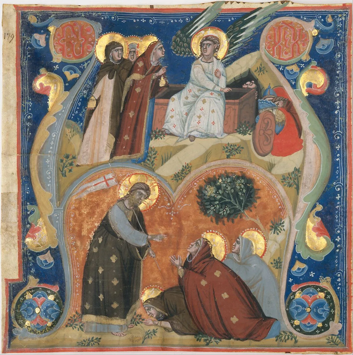 Manuscript Illumination with Scenes of Easter in an Initial A, from an Antiphonary — Nerius