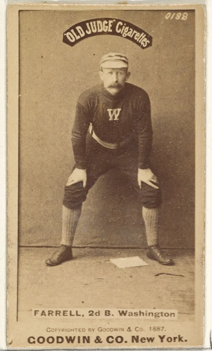 John A. "Jack" Farrell, 2nd Base, Washington Nationals, from the Old Judge series (N172) for Old Judge Cigarettes — Goodwin & Company