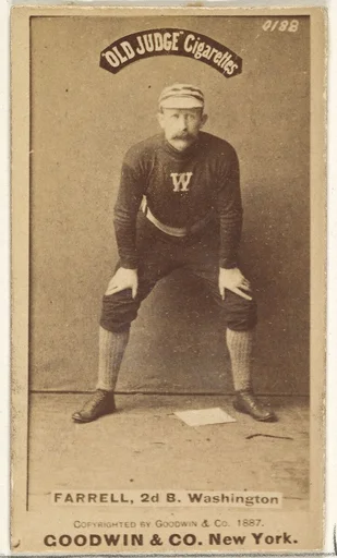 John A. "Jack" Farrell, 2nd Base, Washington Nationals, from the Old Judge series (N172) for Old Judge Cigarettes