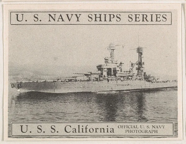 U. S. S. California, bakery card from the U. S. Planes and Warships series (D85) — Purity Pretzel Company