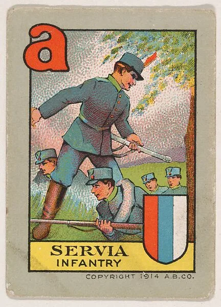 Servia, Infantry, bakery insert from the European War Flip Cards series (D28), issued by the Welle-Boettler Bakery Company — Welle-Boettler Bakery Company