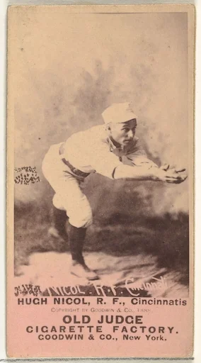 Hugh N. "Little Nick" Nicol, Right Field, Cincinnati, from the Old Judge series (N172) for Old Judge Cigarettes